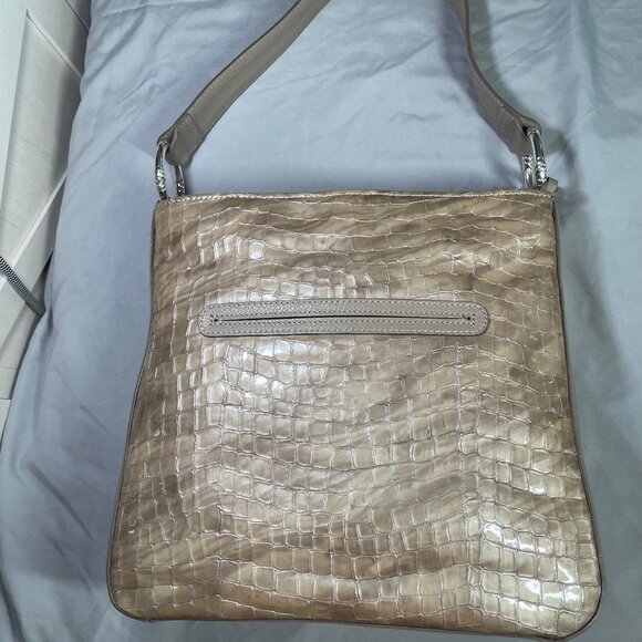 Brighton Handbags - Brighton Taupe Croc-Embossed Leather Shoulder Bag – Excellent Condition